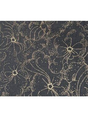 Possibilities Chapel House 1/2 yard 42" 1991 Gold Stars on Black Cotton Fabric